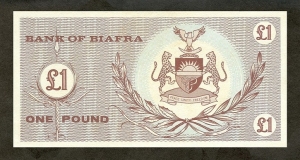 Rear of Biafran one pound note.